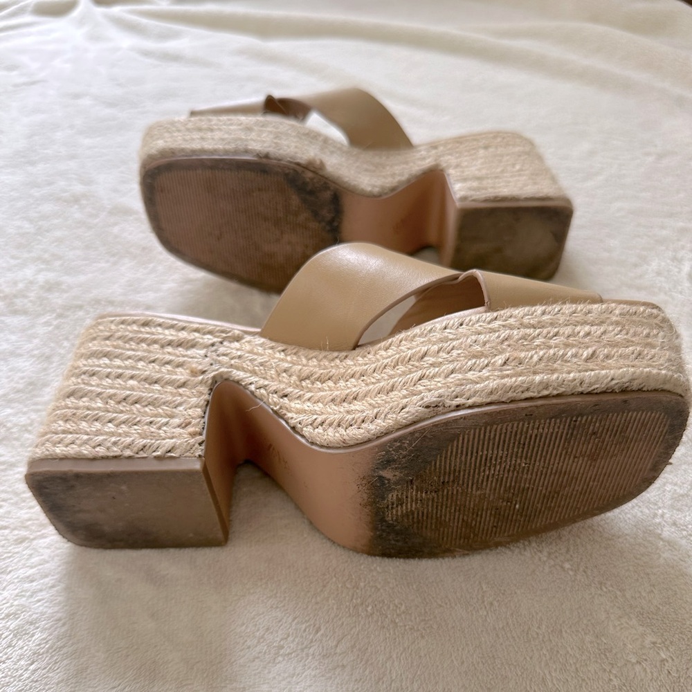 Zara Leather Platform Espadrilles Sz 5 - Picture 10 of 10